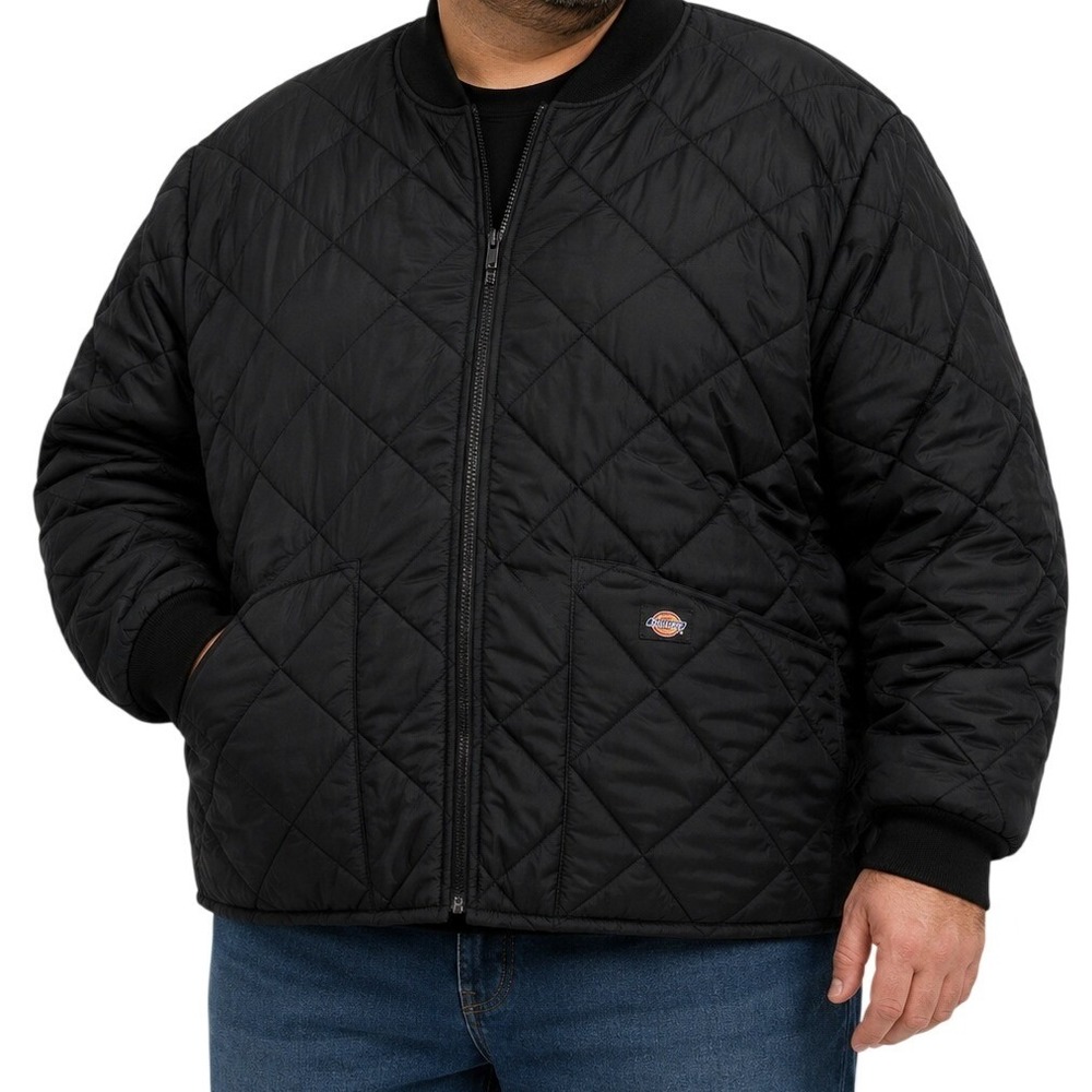 Dickies Black Diamond Quilted‎ Nylon Bomber Jacket Men's 3XL